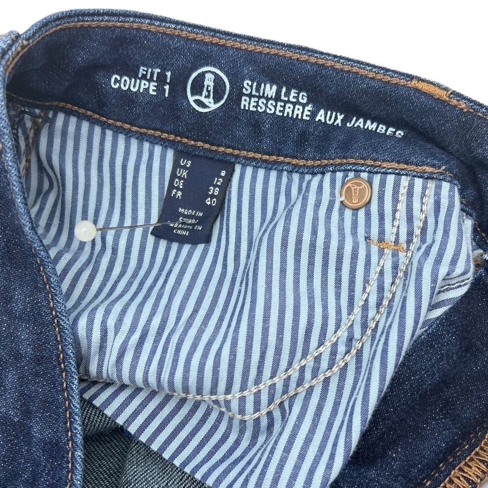 Lands’ End Fit 1 Slim Leg Blue Dark Denim Mid Rise Skinny Stretch Jeans Women 8 - Picture 9 of 15